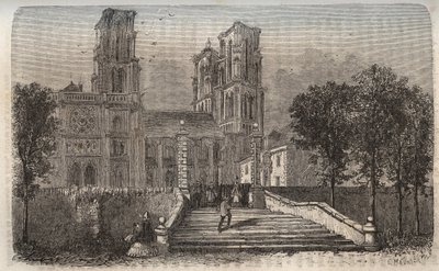 Cathedrale Notre-Dame (Notre Dame) de Laon (1150-1180), Aisne - indgravering i ""History of France"" af Victor Duruy (1811-1894) - 1882 af French School
