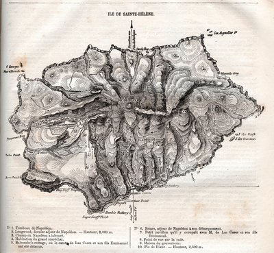 kort over øen Saint Helena, gravering af French School