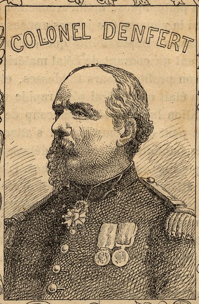 Portræt af den franske oberst Pierre Philippe Denfert-Rochereau - 1870-71 (kobberstik) af French School