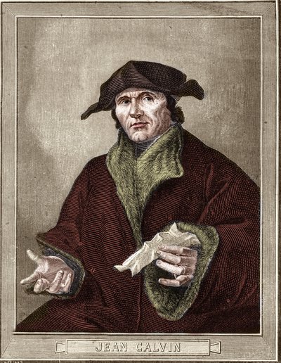 portræt af Jean Calvin (1509-1564), fransk religiøs reformator og forfatter. af French School