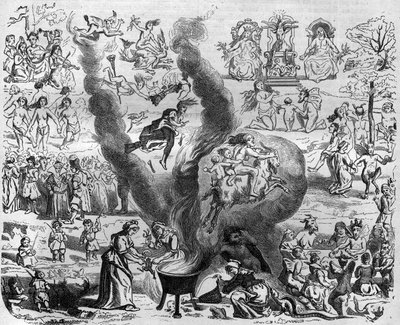 Årets overtro tusind: Sabbatten. Indgravering i "Histoire des Papes-Rois-Queen and Empereurs a travers les centuries"" af Maurice Lachatre af French School