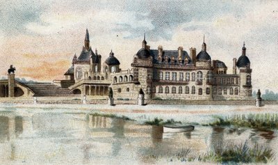 udsigt over slottet Chantilly (Oise). af French School