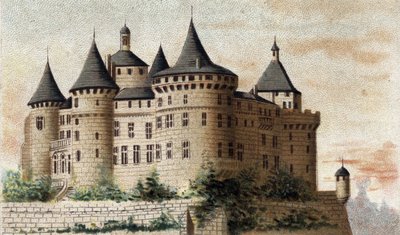 udsigt over slottet Chastellux (Yonne). af French School
