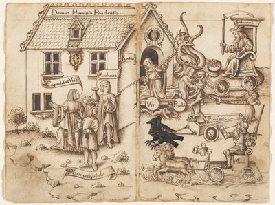 "Vend ikke tilbage, når du ankommer til slutningen" [fol. 26 verso / 27 recto] af French early 16th Century