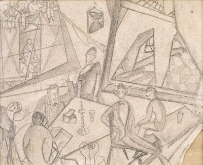 Frida og hendes samtidige, ca. 1925 (blyant på papir) af Frida Kahlo