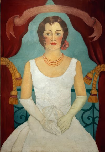 Portræt af en dame i hvid kjole af Frida Kahlo