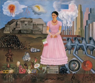 Selvportræt på grænsen mellem Mexico og USA af Frida Kahlo