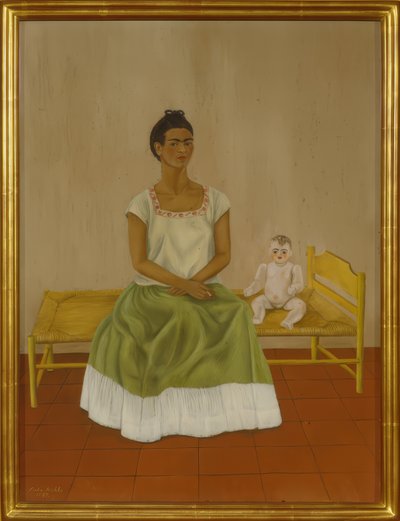 Selvportræt med seng af Frida Kahlo