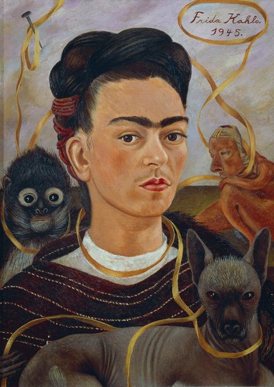 Selvportræt med Changuito af Frida Kahlo