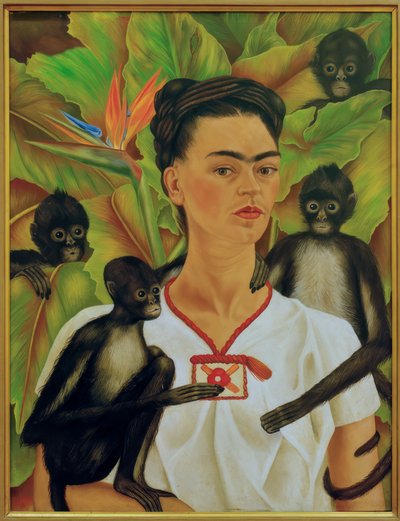 Selvportræt med aber af Frida Kahlo
