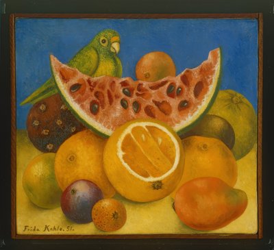 Stilleben med papegøje af Frida Kahlo