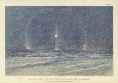Lysfænomener i polarnatten, 22. november 1893, pastelskitse (farve litho) af Fridtjof Nansen