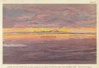 Solnedgang ud for Asiens nordkyst, nord for mundingen af Chatanga af Fridtjof Nansen