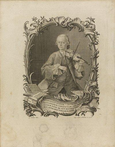 Leopold Mozart. Frontispice af forsøget på en grundig violinlærer, 1756 af Friedrich