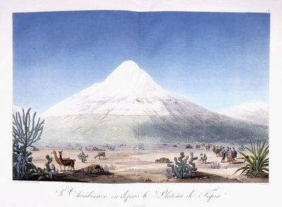 Chimborazoen set fra Plateau de Tapia af Friedrich Alexander Baron von (after) Humboldt