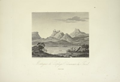 Bjerge med søjleporfyr, Jacal, tegnet af Marchais, graveret af Bouquet, illustration fra 