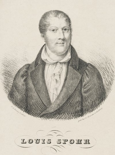 Portræt af Louis Spohr 1784-1859, ca. 1830-1840. af Friedrich August Fricke