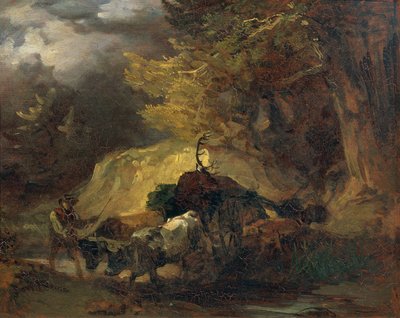 Efter jagten (tilbage fra hjortejagt) af Friedrich August Mathias Gauermann