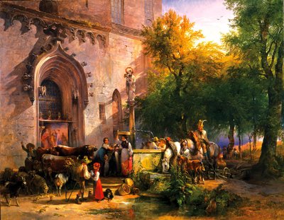 Ved Klosterfontænen, 1836 af Friedrich August Matthias Gauermann
