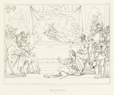 Hamlet, akt III, scene 2 (gravering) af Friedrich August Moritz Retzsch