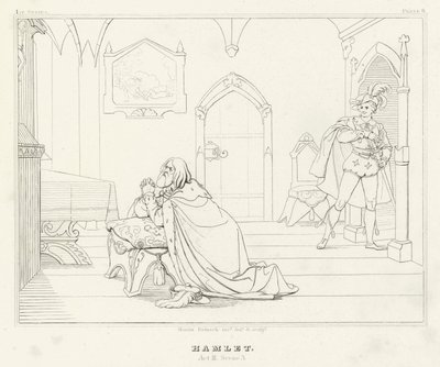 Hamlet, akt III, scene 3 (gravering) af Friedrich August Moritz Retzsch