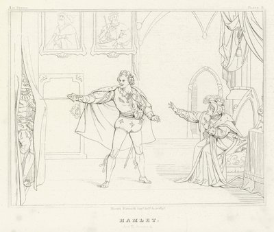 Hamlet, akt III, scene 4 (gravering) af Friedrich August Moritz Retzsch