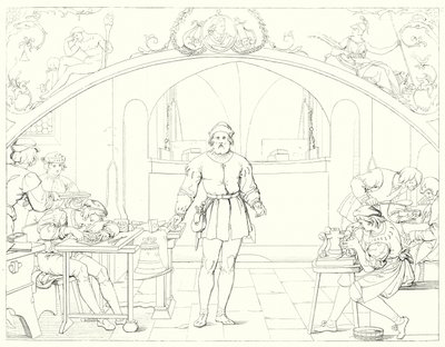 Illustration til Schillers Lied von der Glocke eller The Song Of The Bell (gravering) af Friedrich August Moritz Retzsch