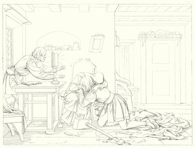 Illustration til Schillers Lied von der Glocke eller The Song Of The Bell (gravering) af Friedrich August Moritz Retzsch