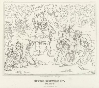 Kong Henrik IV, del I, akt II, scene 2 (gravering) af Friedrich August Moritz Retzsch