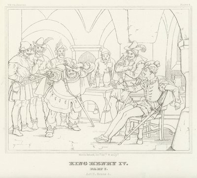 Kong Henrik IV, del I, akt II, scene 4 (gravering) af Friedrich August Moritz Retzsch