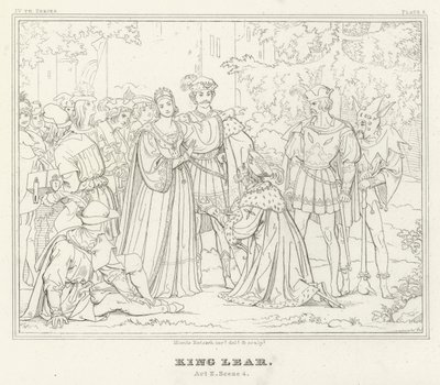 King Lear, 2. akt, scene 4 (gravering) af Friedrich August Moritz Retzsch
