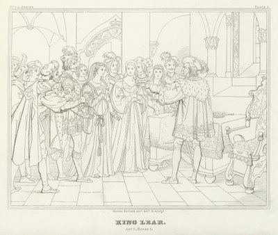 King Lear, Akt I, Scene 1 (gravering) af Friedrich August Moritz Retzsch