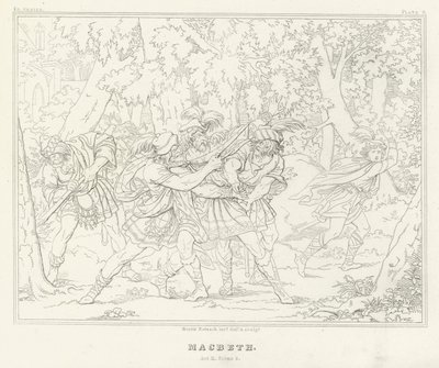 Macbeth, akt III, scene 3 (gravering) af Friedrich August Moritz Retzsch