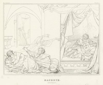 Macbeth, akt II, scene 1 (gravering) af Friedrich August Moritz Retzsch