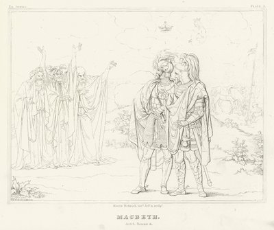 Macbeth, Akt I, Scene 3 (gravering) af Friedrich August Moritz Retzsch