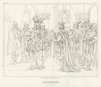 Macbeth, 1. akt, scene 4 (gravering) af Friedrich August Moritz Retzsch