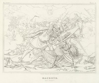 Macbeth, Akt V, Scene 7 (gravering) af Friedrich August Moritz Retzsch