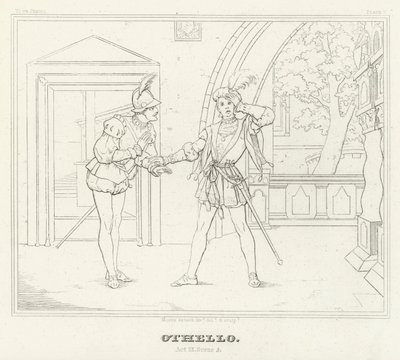 Othello, 3. akt, scene 3 (gravering) af Friedrich August Moritz Retzsch