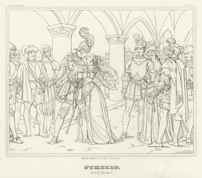 Othello, anden akt, scene 1 (gravering) af Friedrich August Moritz Retzsch