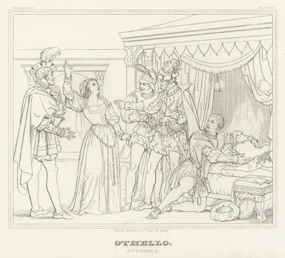 Othello, 5. akt, scene 2 (gravering) af Friedrich August Moritz Retzsch