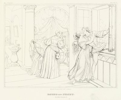 Romeo og Julie, akt III, Scene 5 (gravering) af Friedrich August Moritz Retzsch