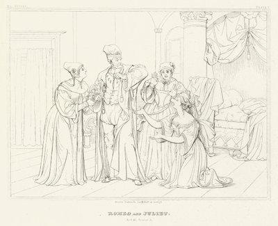 Romeo og Julie, akt III, Scene 5 (gravering) af Friedrich August Moritz Retzsch