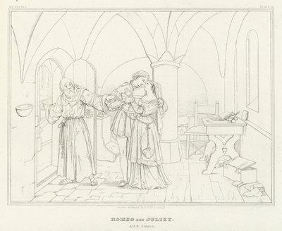 Romeo og Julie, Anden Akt, Scene 6 (gravering) af Friedrich August Moritz Retzsch