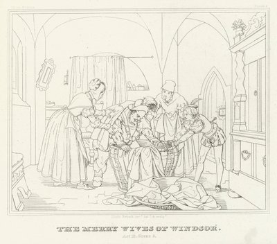 The Merry Wives of Windsor, Act III, Scene 3 (gravering) af Friedrich August Moritz Retzsch