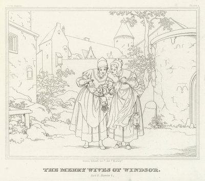 The Merry Wives of Windsor, akt II, Scene 1 (gravering) af Friedrich August Moritz Retzsch