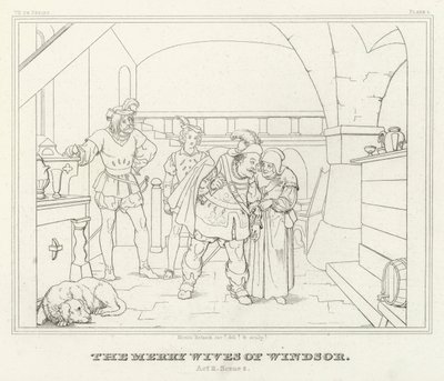 The Merry Wives of Windsor, Akt II, Scene 2 (gravering) af Friedrich August Moritz Retzsch