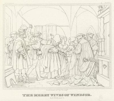 The Merry Wives of Windsor, akt IV, Scene 2 (gravering) af Friedrich August Moritz Retzsch