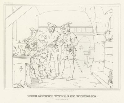 The Merry Wives of Windsor, Act I, Scene 3 (gravering) af Friedrich August Moritz Retzsch