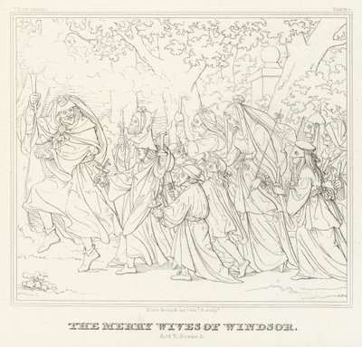 The Merry Wives of Windsor, Akt V, Scene 3 (gravering) af Friedrich August Moritz Retzsch