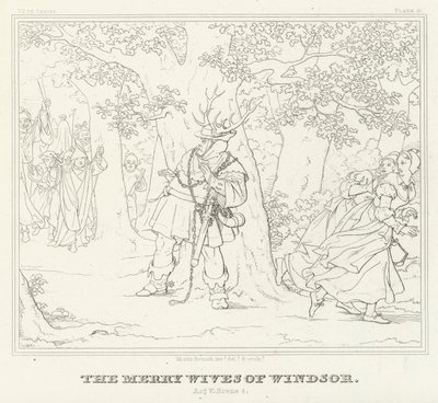 The Merry Wives of Windsor, Akt V, Scene 4 (gravering) af Friedrich August Moritz Retzsch